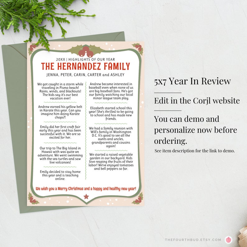 Fun 5x7 Family Year in Review Newsletter Template Editable Highlights Fun 5x7 Family Year in Review Newsletter Template Editable Highlights