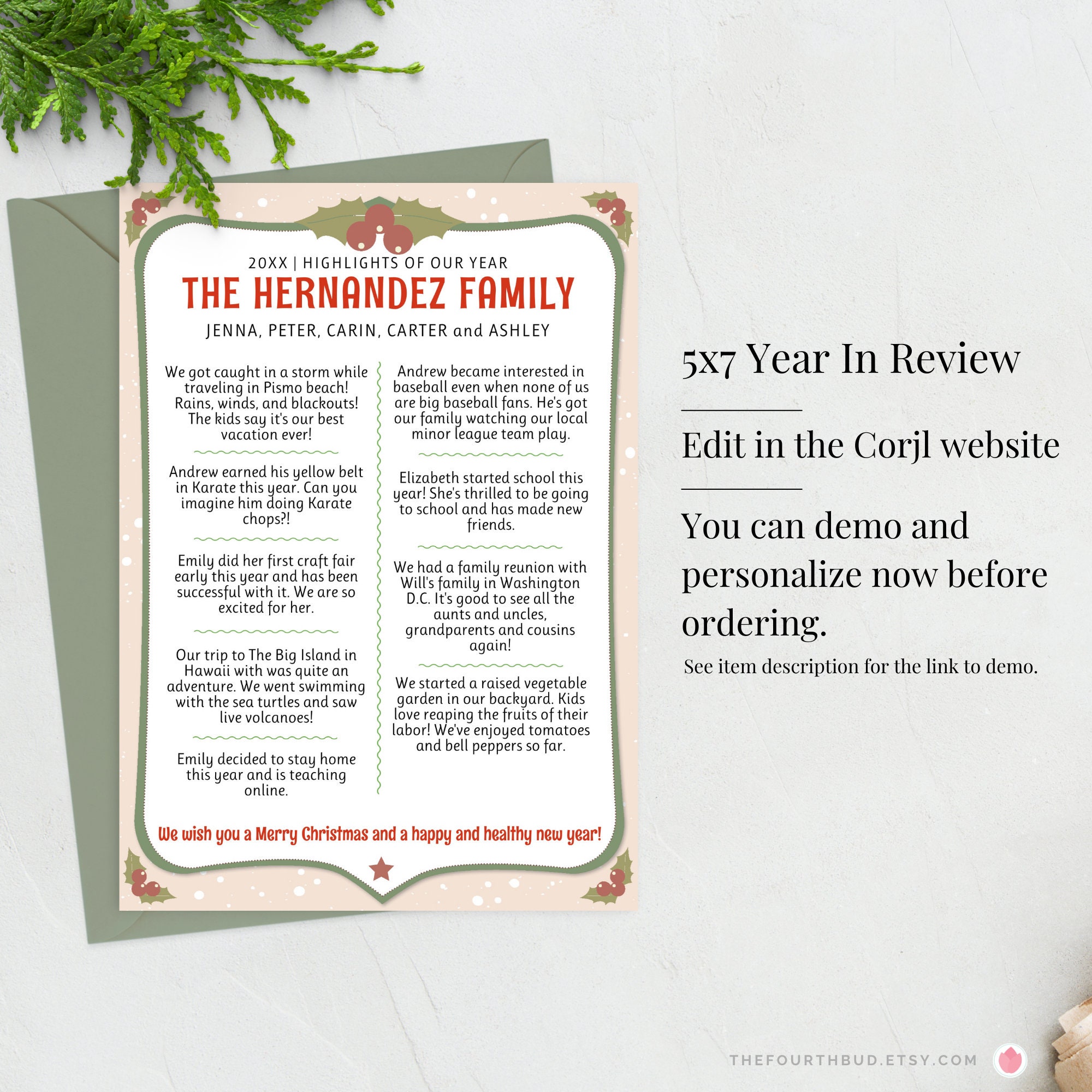 Fun 5x7 Family Year in Review Newsletter Template Editable Highlights Fun 5x7 Family Year in Review Newsletter Template Editable Highlights
