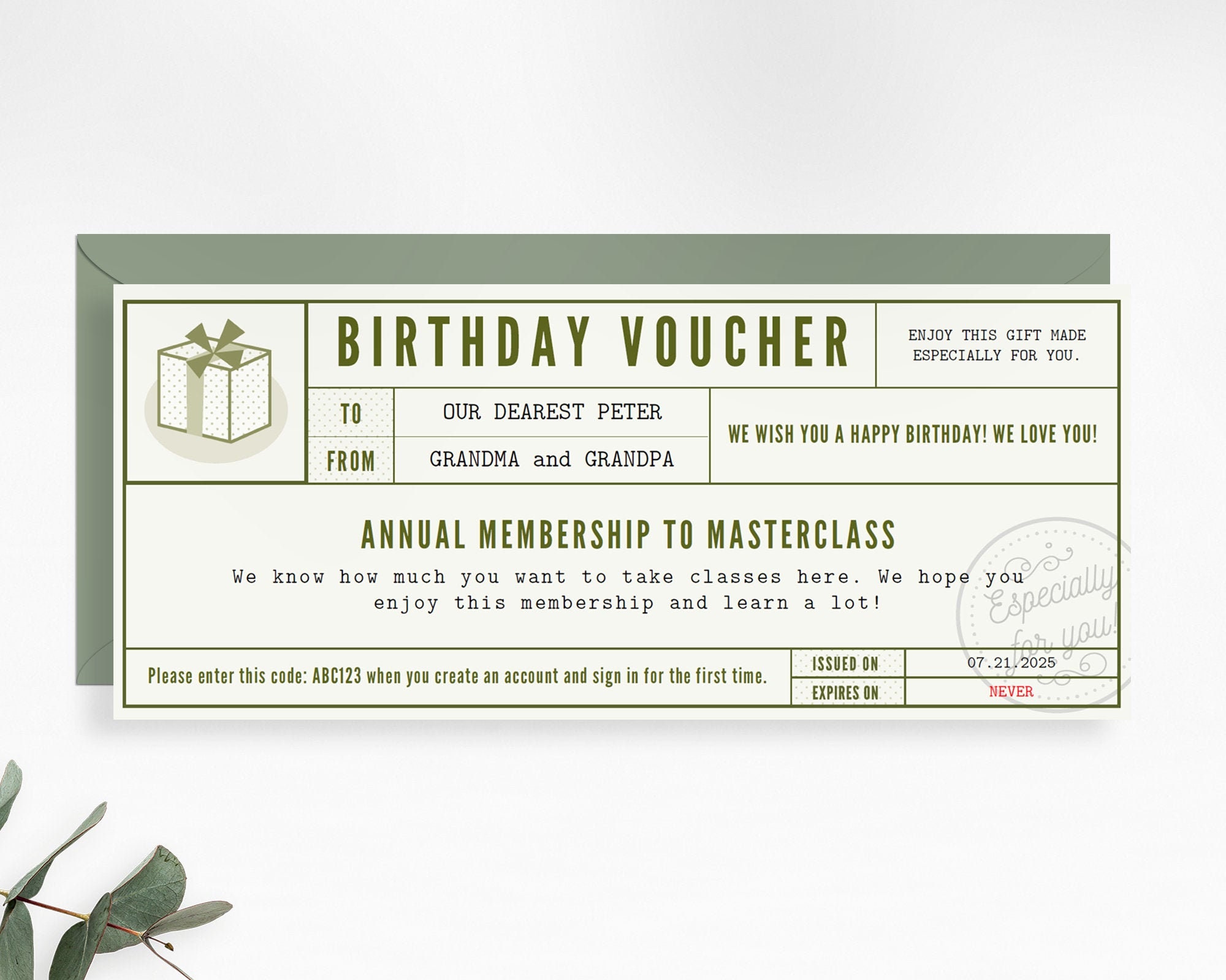 Birthday Gift Voucher / Gift Certificate Template in PDF / 21 x 21.21 / for  Print / Gift Coupon / Digital Download / Adobe Reader Required In This Certificate Entitles The Bearer Template