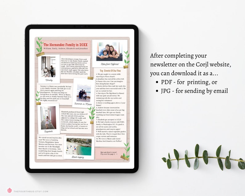 Family Newsletter Template Two Pages / Photo Journal Scrapbook - Etsy