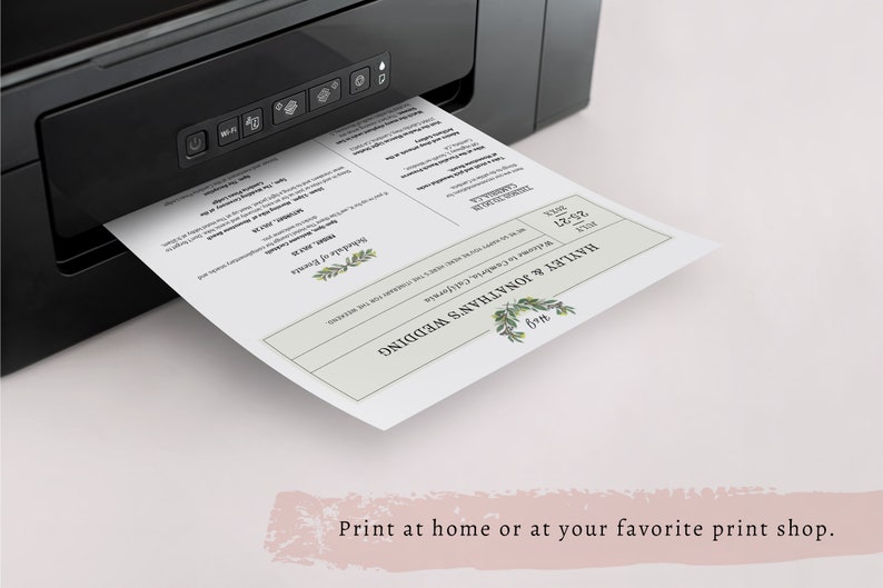Minimalist Event Program Template in PDF Trifold Wedding Program For Print Text Only Foliage Layout 2 DIY Adobe Reader Required