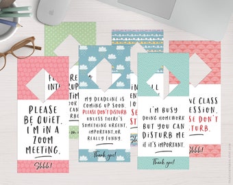 Set of 6 Printable Door Hangers for Students - Home, Dorm, or Online School Signages (PDF)