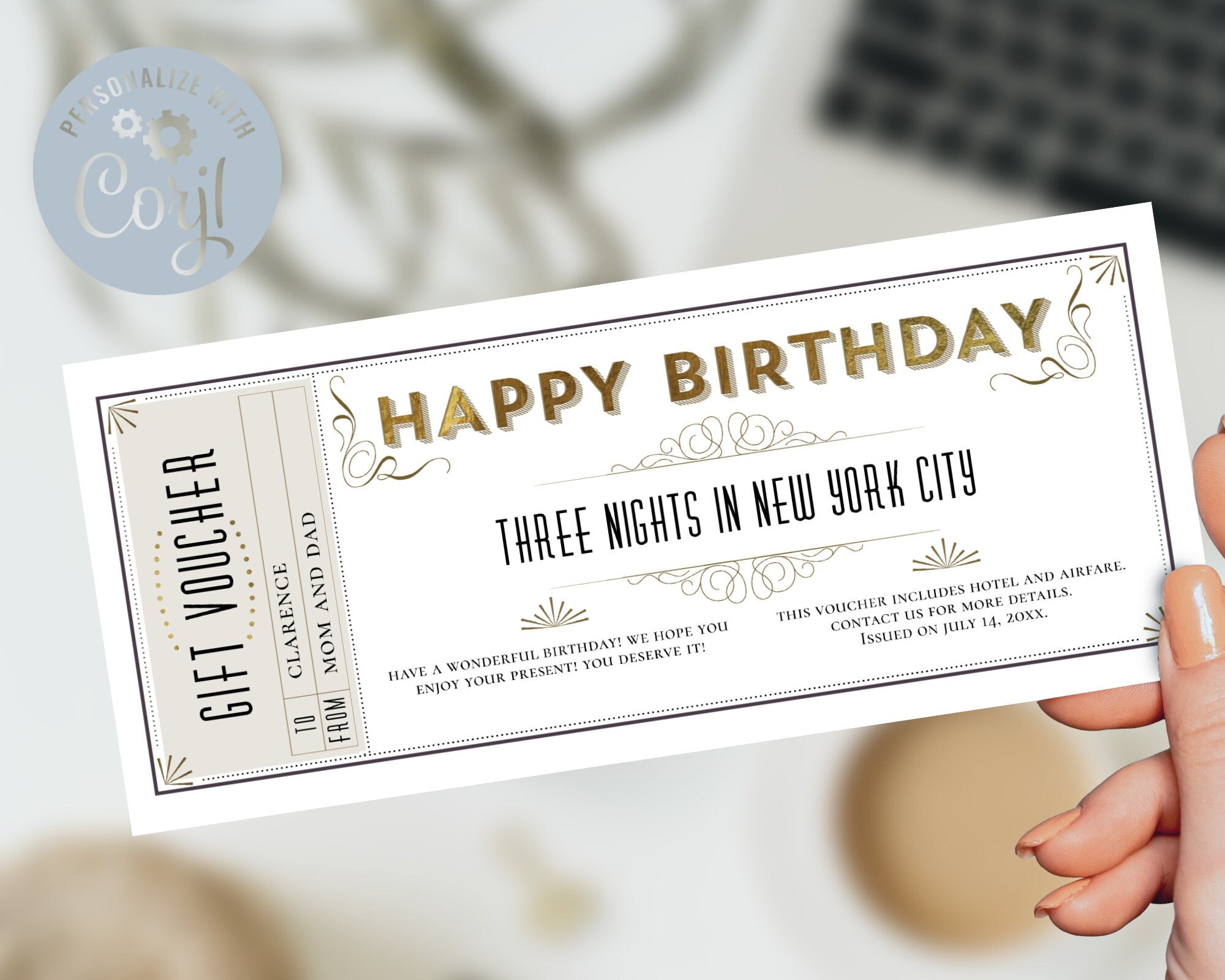 Elegant Birthday Gift Certificate Template / Editable Etsy Australia