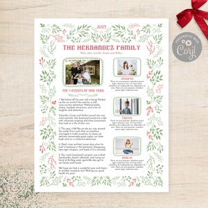 Beautiful Family Christmas Newsletter Template One Page / Editable Holiday Year In Review Letter / Christmas Garden Letter DIY / Corjl