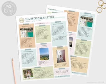 Editable Organization Newsletter Template: Bright and Colorful Bulletin (Two Pages, 8.5x11, CORJL)