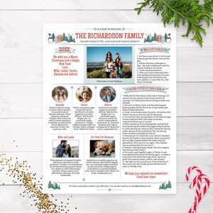 Fun Family Year In Review Christmas Newsletter Template US LETTER, One Page with Photos, Editable Christmas Letter, Snowman Winter B, Corjl