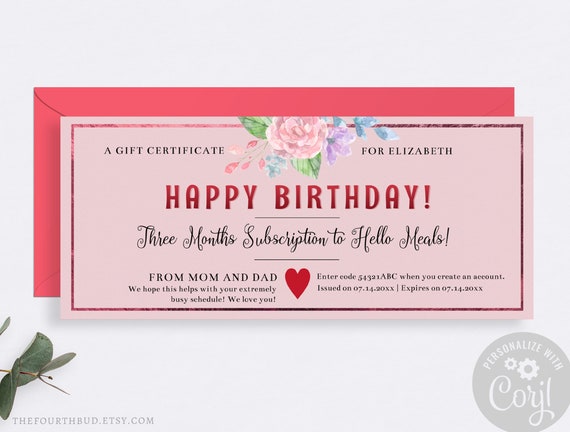 Happy Birthday Gift Certificate Template Custom Birthday Gift