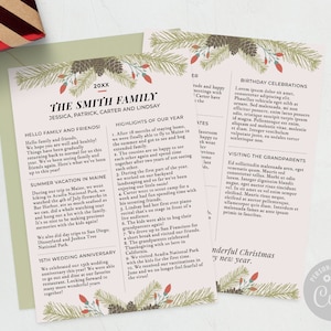 5x7 familiejaaroverzicht kerstnieuwskaart / bewerkbare familie kerstkaart voor- en achterpagina / kerstpijnboomkaart / DIY / CORJL