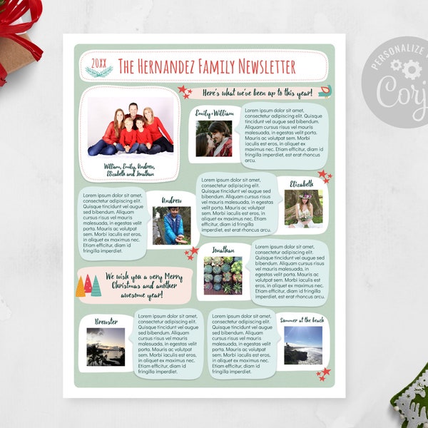 Family Christmas Newsletter Template / Editable Year In Review / Creative Family Update Christmas Newsletter With Photos Layout2 / CORJL