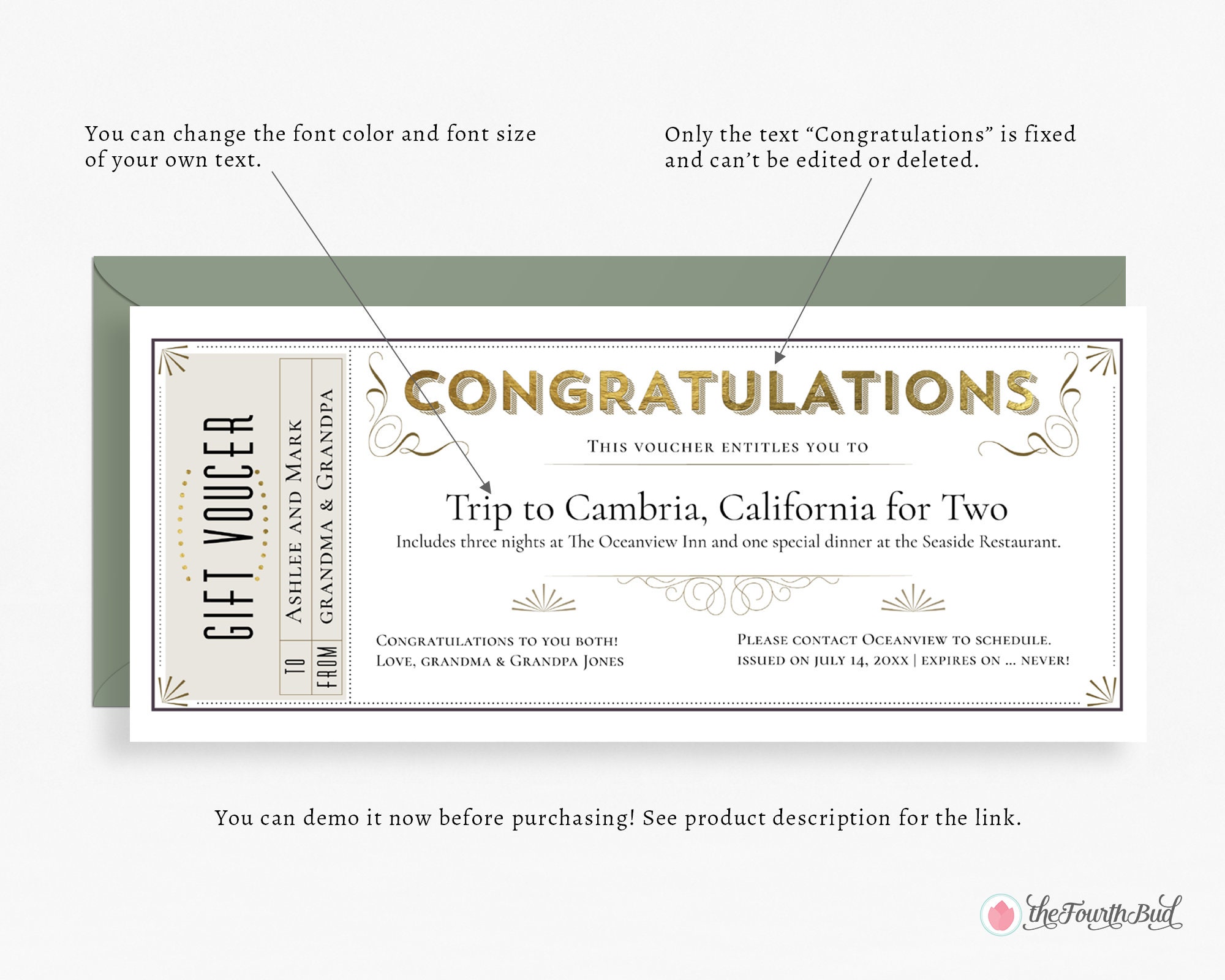 Elegant Congratulations Gift Certificate Template / Editable | Etsy