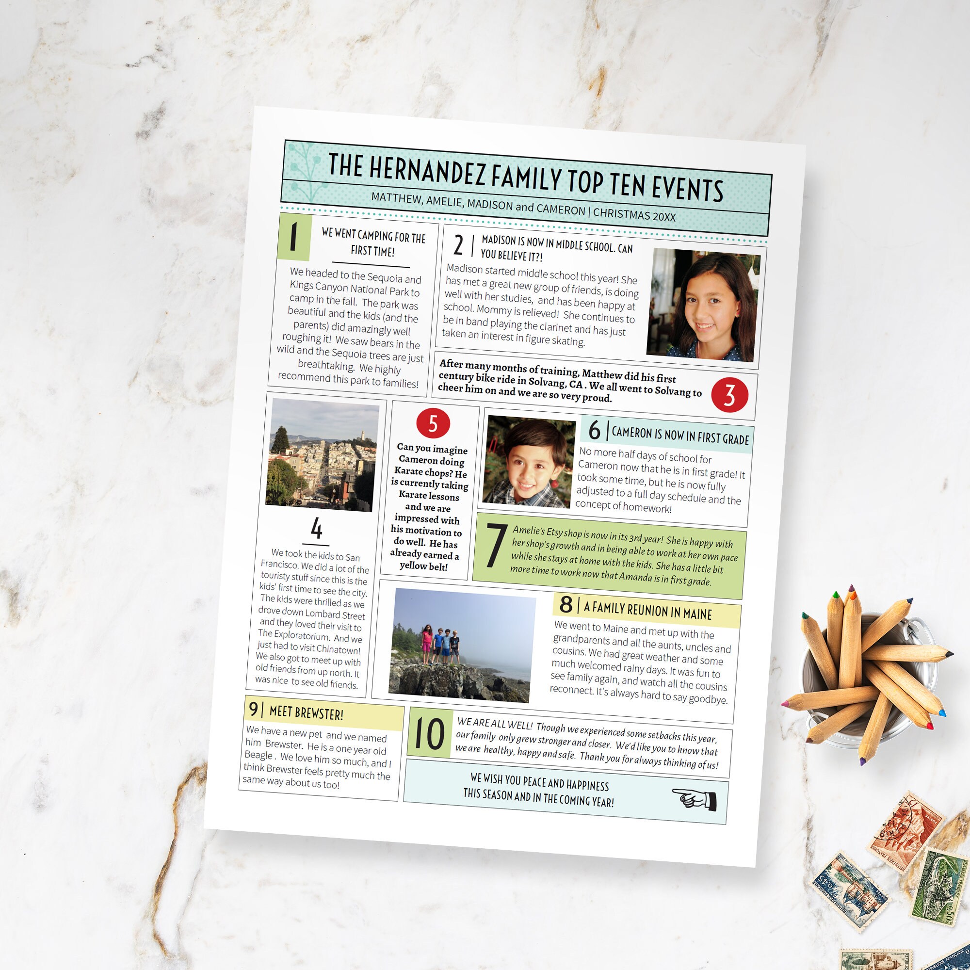 Year in Review Christmas Newsletter Template / Top Ten of the - Etsy