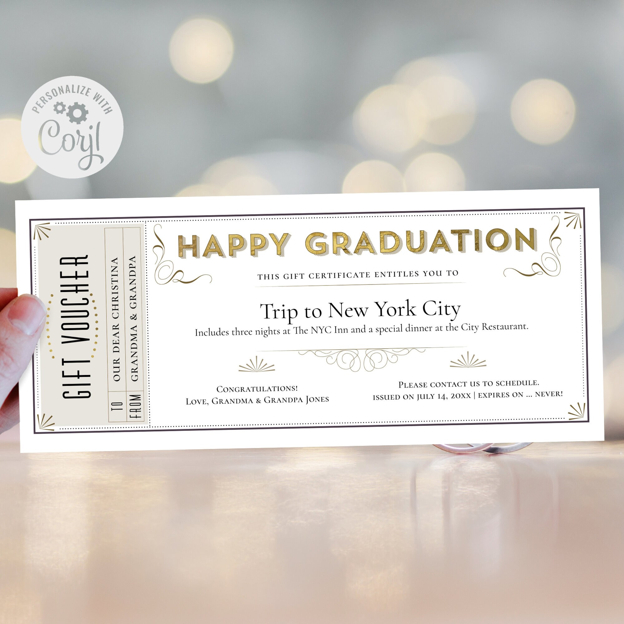 Elegant Happy Graduation Gift Voucher Template / Editable Grand Gift ...