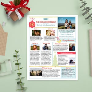 Funt to Read Family Christmas Newsletter Template US LETTER, One Page, Editable Year in Review with Photos, Very Merry Christmas, Corjl