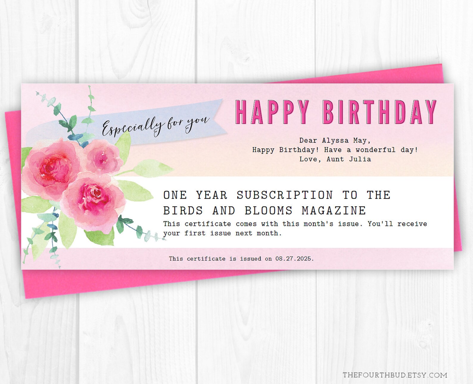 Birthday Gift Certificate Or Gift Voucher Template In PDF Etsy UK Birthday gift certificate or gift voucher template in pdf etsy uk