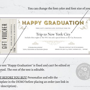 Elegant Happy Graduation Gift Voucher Template / Editable Grand Gift ...