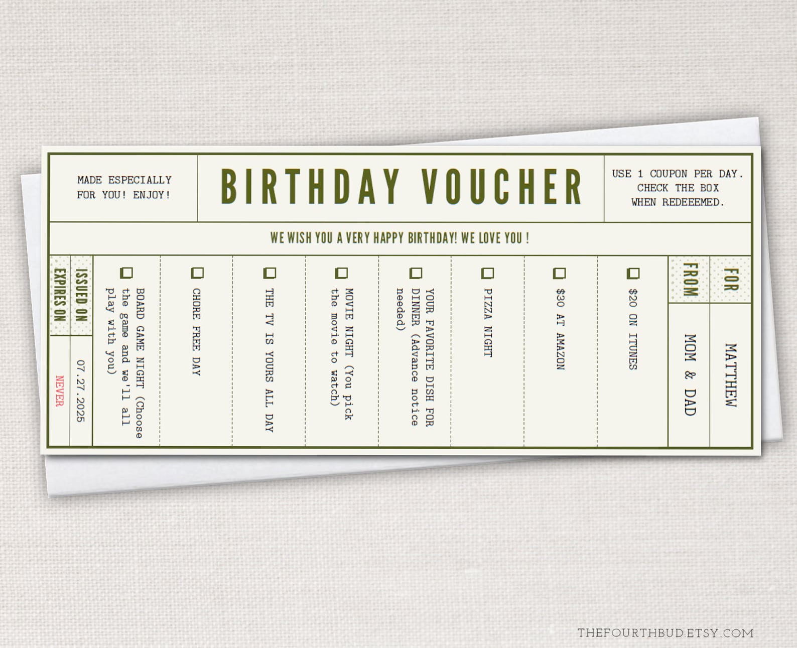 Birthday Gift Voucher or Gift Certificate Template in PDF for - Etsy