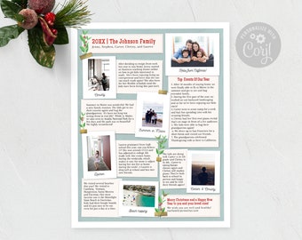 Editable Family Christmas Newsletter Template, Photo Journal Year In Review (CORJL, US Letter)