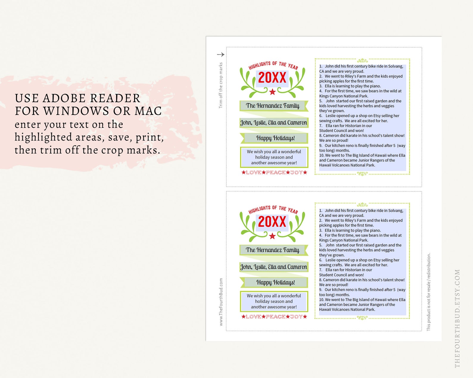 Christmas Card / Christmas Newsletter Template in PDF for | Etsy