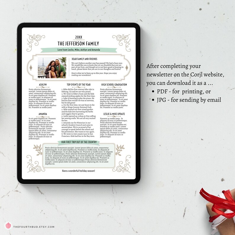 Editable Newsletter Template: Family News and Update (CORJL, Tuscan ...