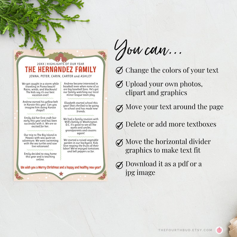 Fun 5x7 Family Year in Review Newsletter Template Editable Highlights Fun 5x7 Family Year in Review Newsletter Template Editable Highlights