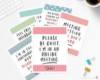 Set of 6 Do Not Disturb Signs for Students, Dorm Rooms, Work At Home and Office Signs Printables / US Letter / Fun Productivity Signs