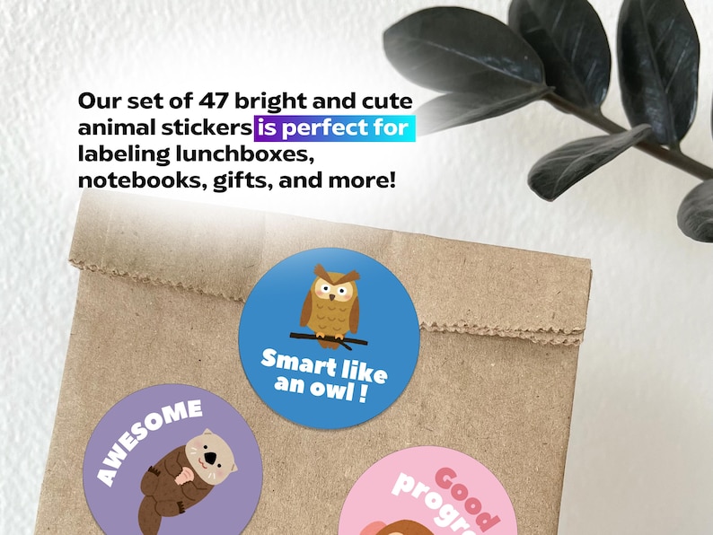 Primtable Sticker Printable Reward Stickers for Kids, 47 Editable Animal Stickers ...