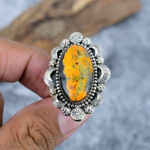 Natürlicher Jaspis Edelstein handgemachter Ring Schmuck mit 925 gestempelt Sterling Silber, Boho Schmuck, Silberringe, natürlicher Edelstein, Statement Ring