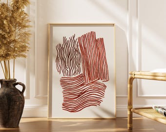 Abstrakcyjny wydruk artystyczny z motywem rdzy | Plakat z organiczną teksturą | Grafika ścienna z terakotowym tuszem | Minimalistyczny wystrój