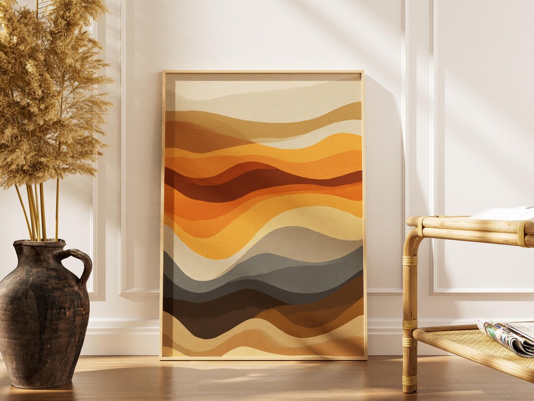 Earth Tone Abstract Poster | Wavy Layered Desert Art Print | Modern ...