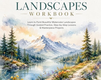 Watercolor Landscapes Workbook Printable PDF, Beginner Watercolor Course, Landscape Painting Practice Book, Learn Watercolor Guide