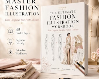 Fashion Illustration Workbook, Croquis & Clothing Design Practice, 45-Page Printable Fashion Sketching Course