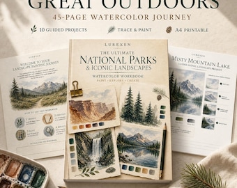 National Parks Watercolor Workbook, 45-Page Landscape Painting Guide (PDF)