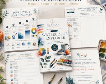 Watercolor Academy Level 1 Workbook: Brush and Water Control for Beginners