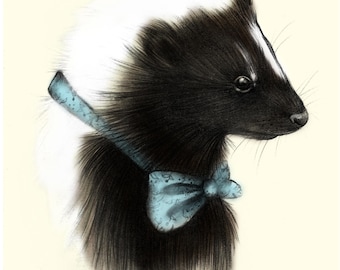 Baby Skunk Print 5x7 Woodland Nursery Print