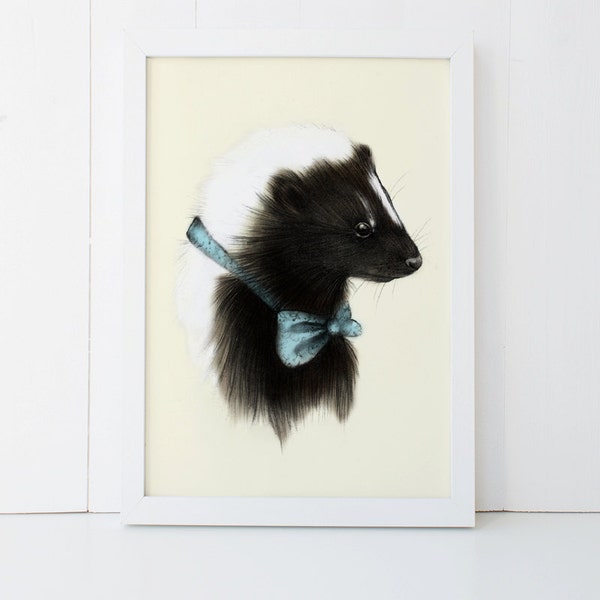 Baby Skunk Print 5x7 Woodland Nursery Print