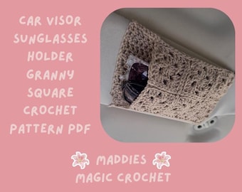 Car Visor Sunglasses Holder Granny Square Crochet Pattern PDF