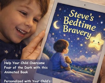 Libro animato personalizzato per bambini / Nome del bambino e della star personalizzati / Libro della buonanotte per ragazzi / Paura del buio / Libro per bambini / Download digitale
