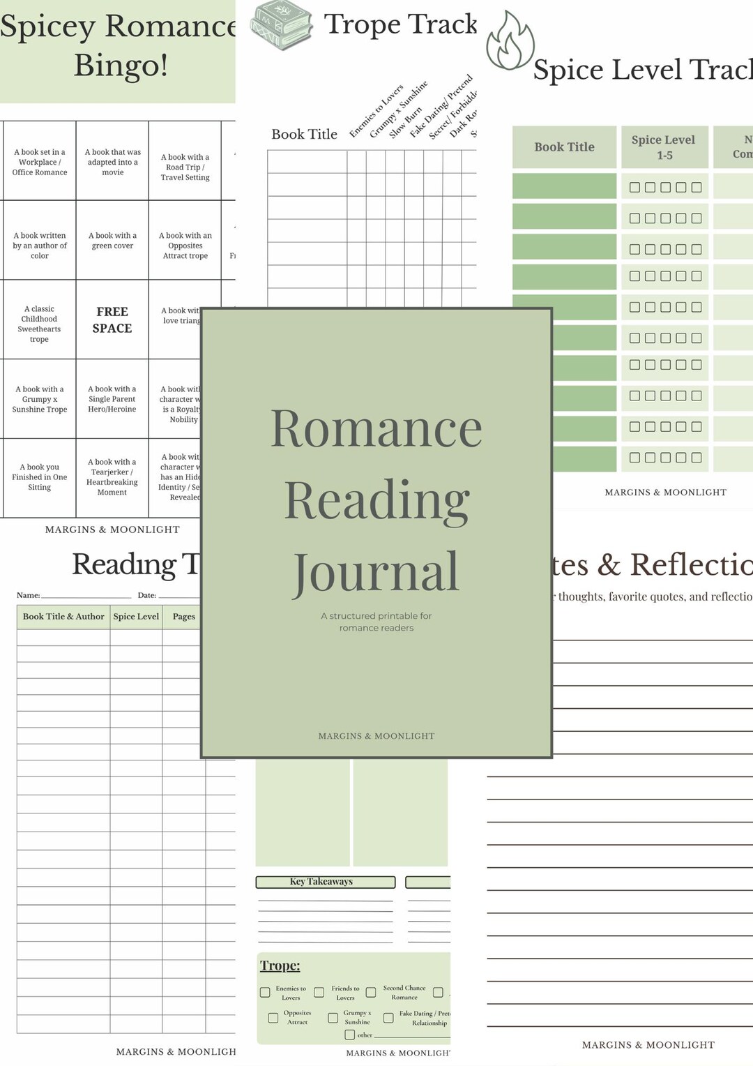 Romance Reading Journal | Printable Book Tracker & TBR Planner for Book ...