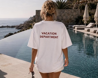 Koszulka z nadrukiem retro z tyłu i napisem Vacation Department