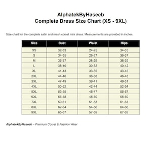 Size chart XS-9XL