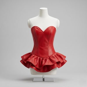 open lace back dress Plus size Red Leather corset Top main image 0