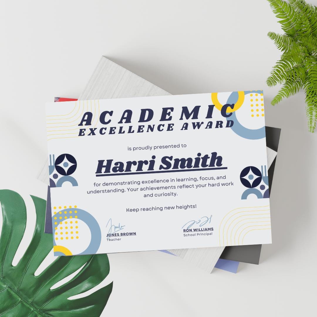Academic Excellence Award Printable | Student Achievement Certificate ...