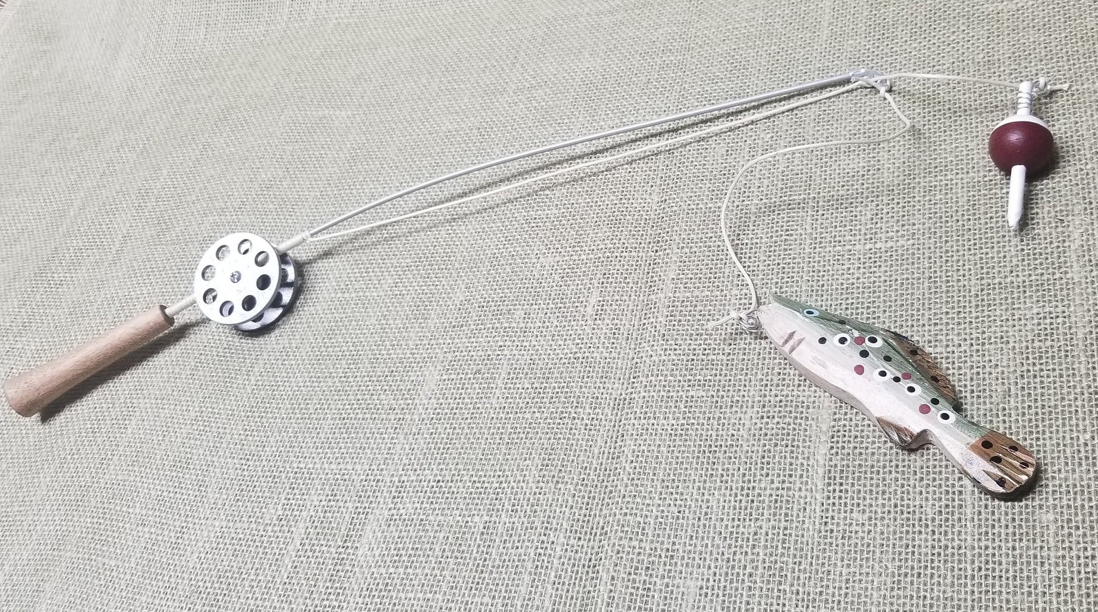 Fishing Pole Decor Silver Pole and Reel Bobber and Fish Etsy