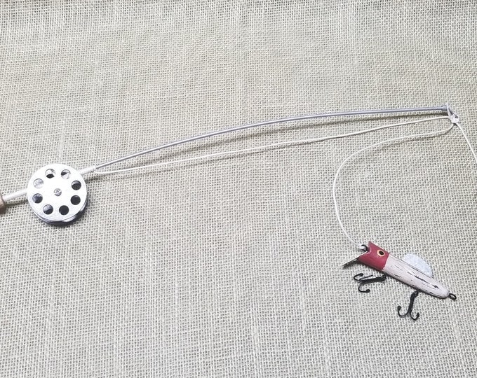 Fishing Pole Decor Silver Pole and Reel Bobber and Lure Etsy