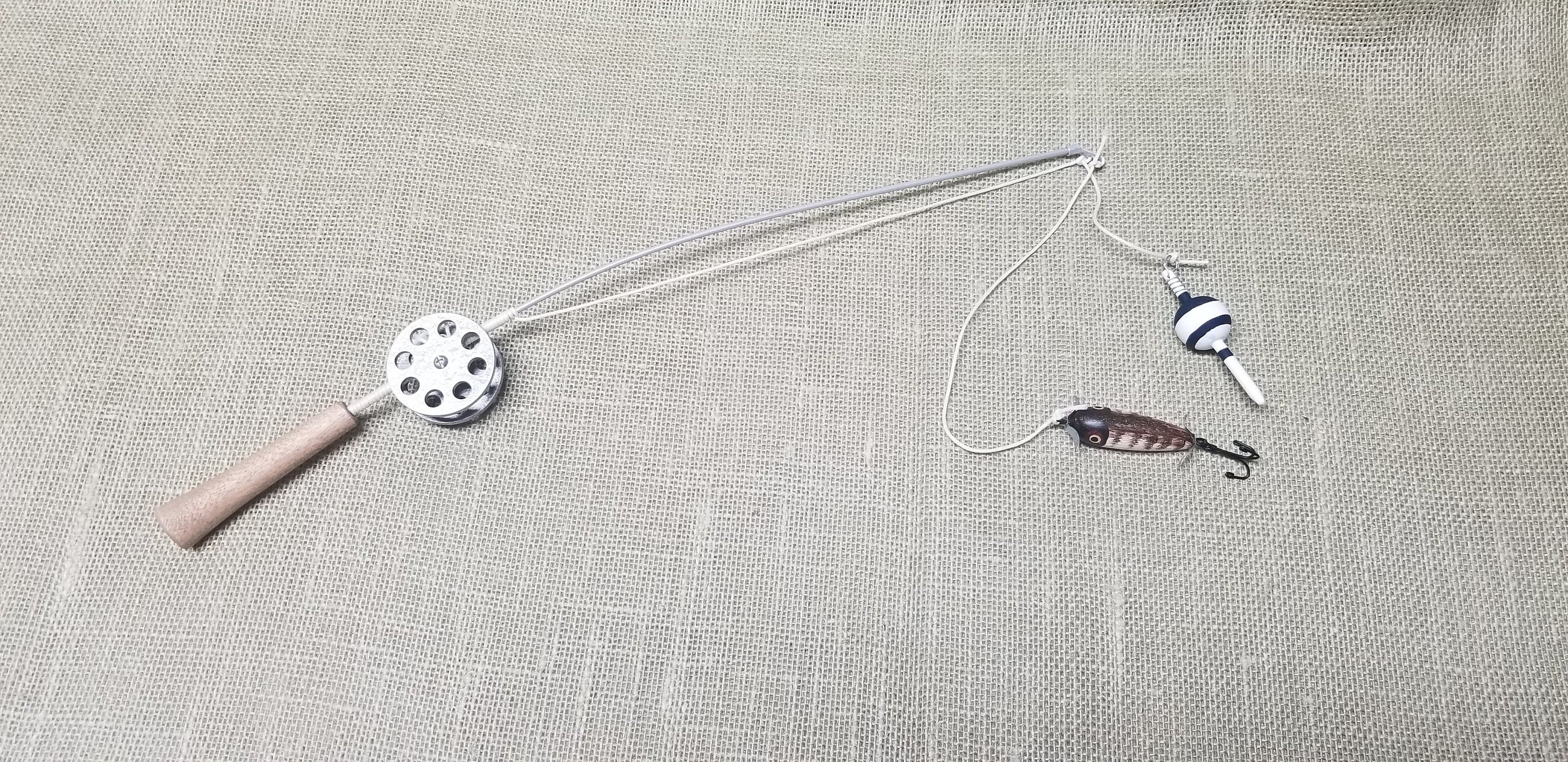 Fishing Pole Decor Silver Pole and Reel Bobber and Lure