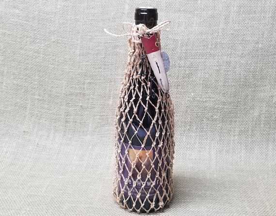 Fish Net Beer Gift  Bag - Embellished with a Replica Antique Red and White Lure