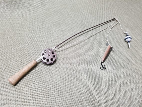 Fishing Pole Decor Brown Pole And Reel Bobber And Lure Etsy