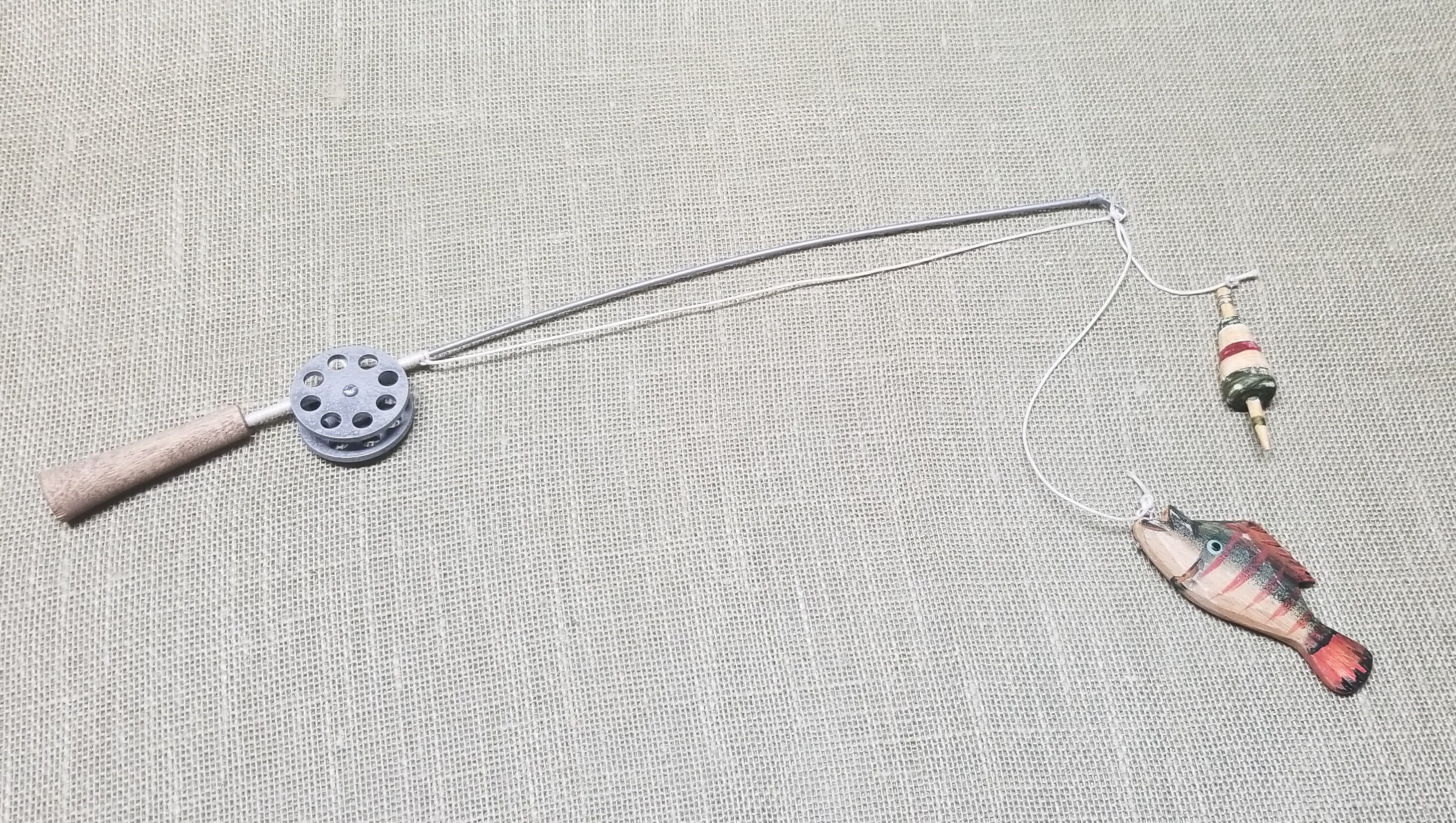 Fishing Pole Decor Silver Pole And Reel Bobber And Fish