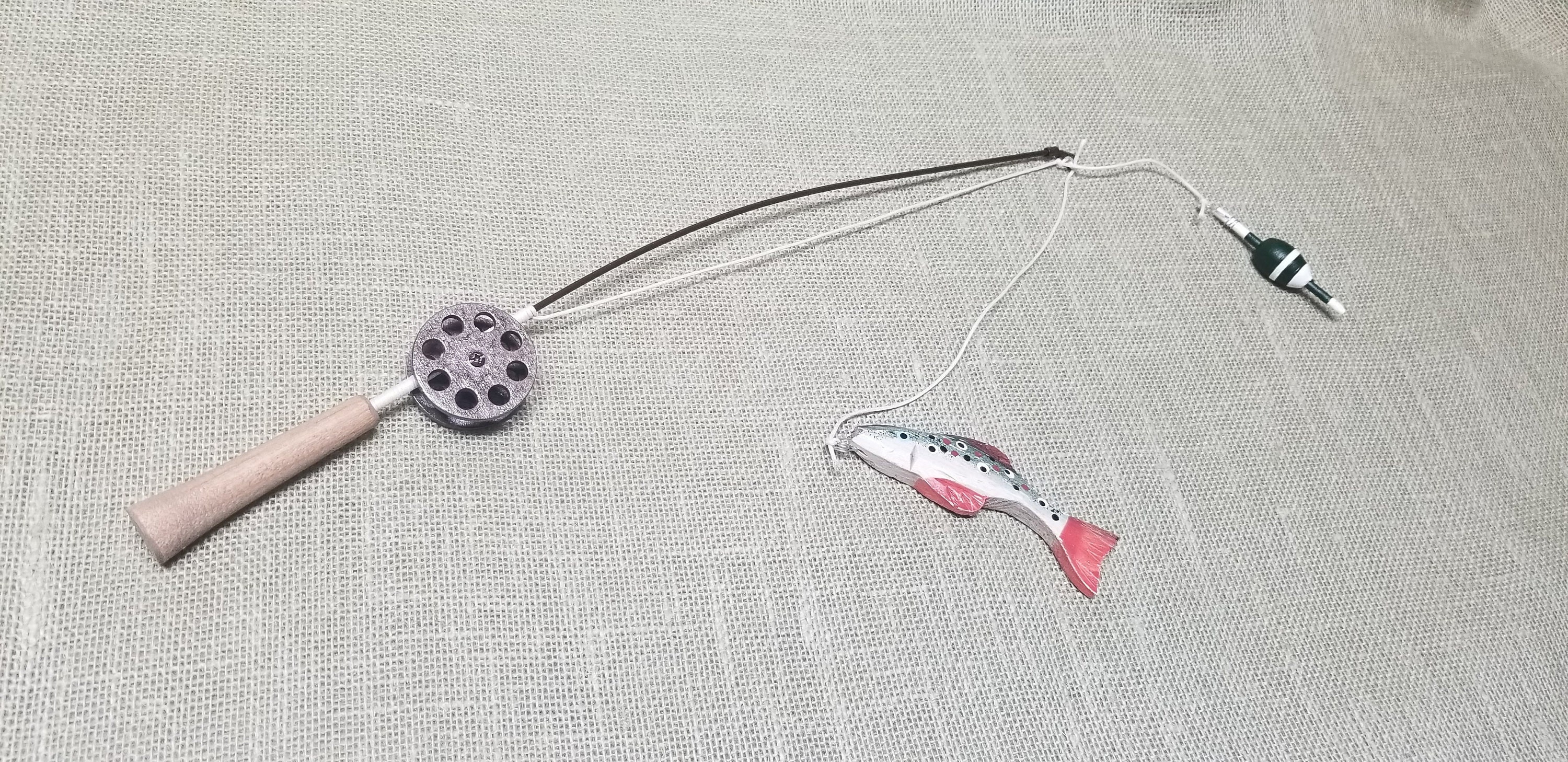 Fishing Pole Decor Brown Pole And Reel Bobber And Fish