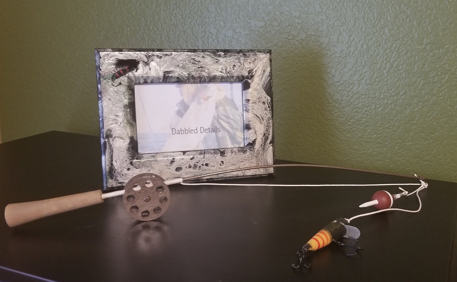 Fishing Pole Decor Brown Pole and Reel Bobber and Lure Etsy